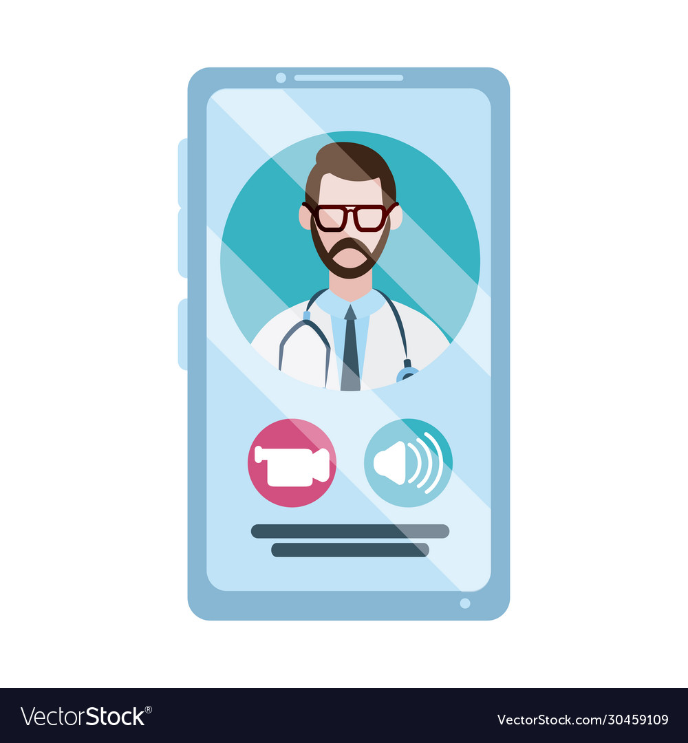 Online doctor physician smartphone video call Vector Image