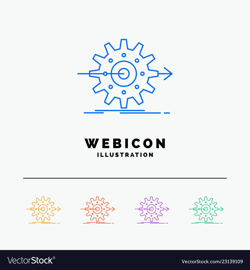 Performance progress work setting gear 5 color Vector Image Performance progress work setting gear 5 color