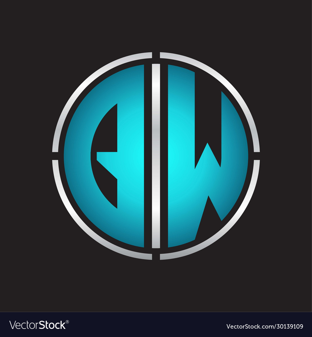 Qw logo initial with circle line cut design vector image Qw logo initial with circle line cut design