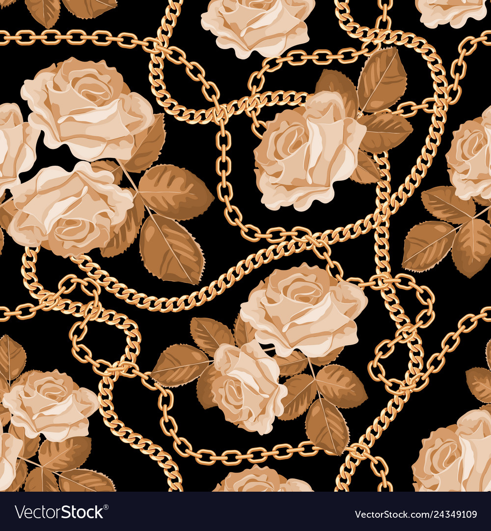 Seamless pattern background with golden chains