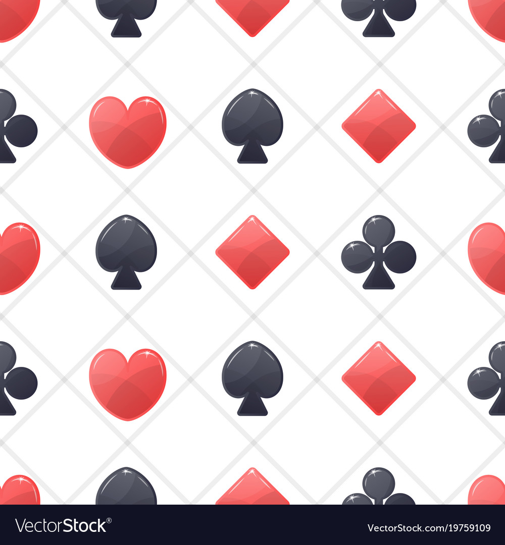 Seamless pattern with icons of playing cards