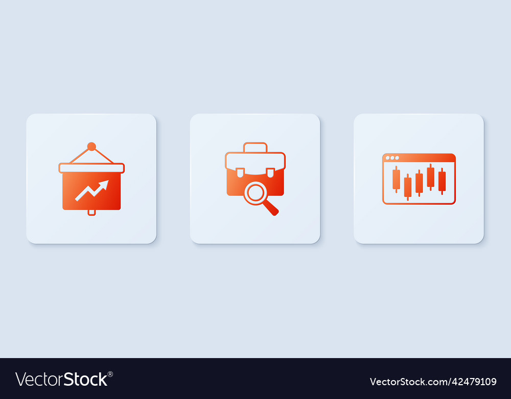 Set work search board with graph and browser vector image Set work search board with graph and browser