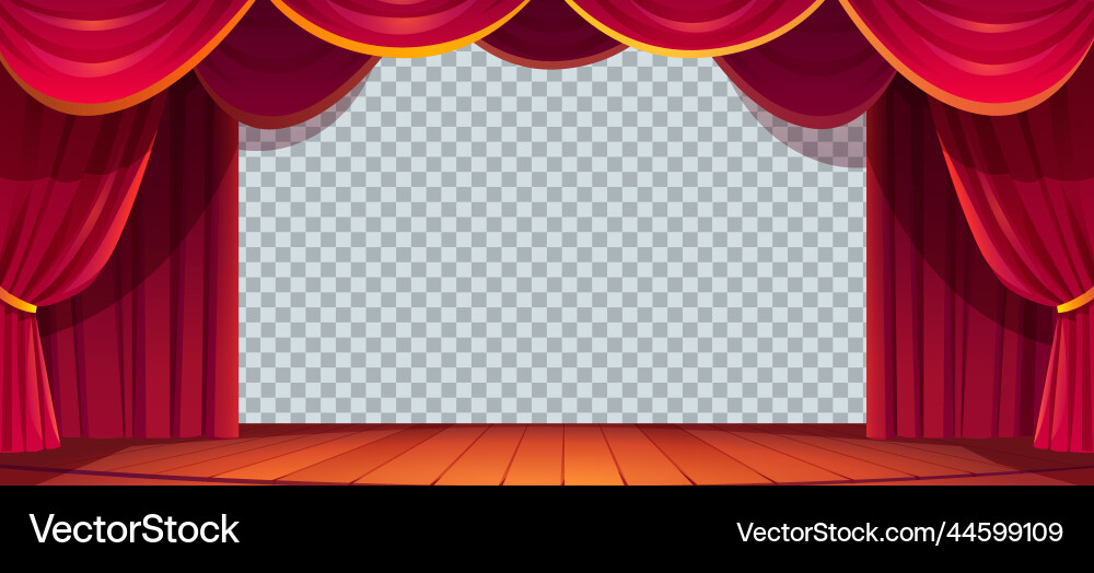 Stage red curtains isolated empty textile frames Vector Image