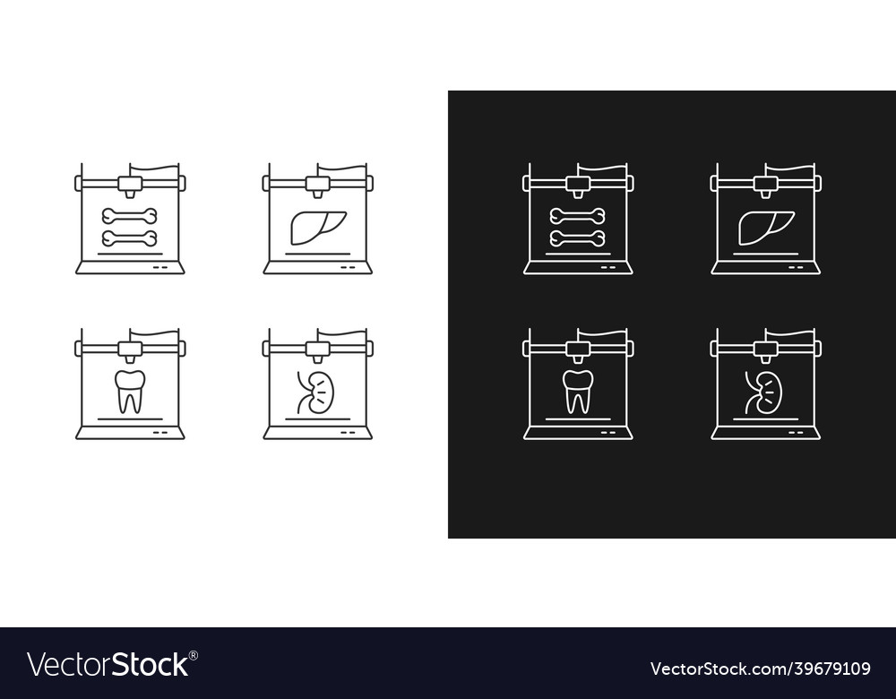 Three dimensional bioprinting linear icons set vector image Three dimensional bioprinting linear icons set