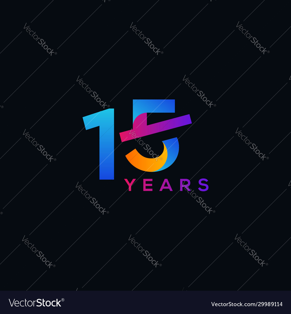 15 anniversary gradient numbers design Royalty Free Vector