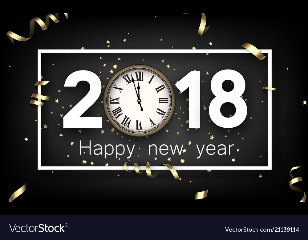 2018 new year background with clock