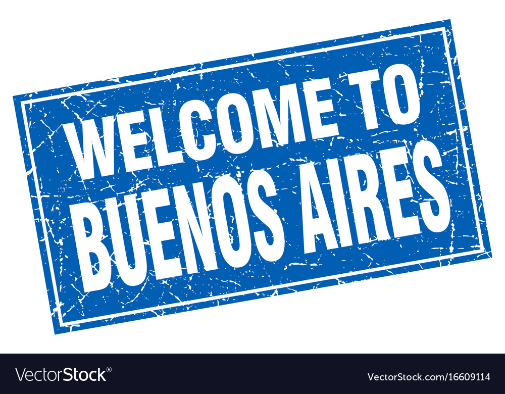 Buenos aires blue square grunge welcome to stamp