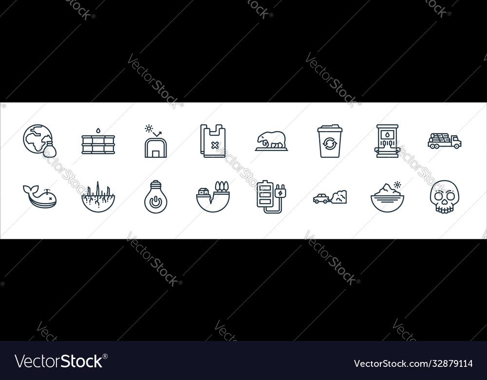 Climate change line icons linear set quality