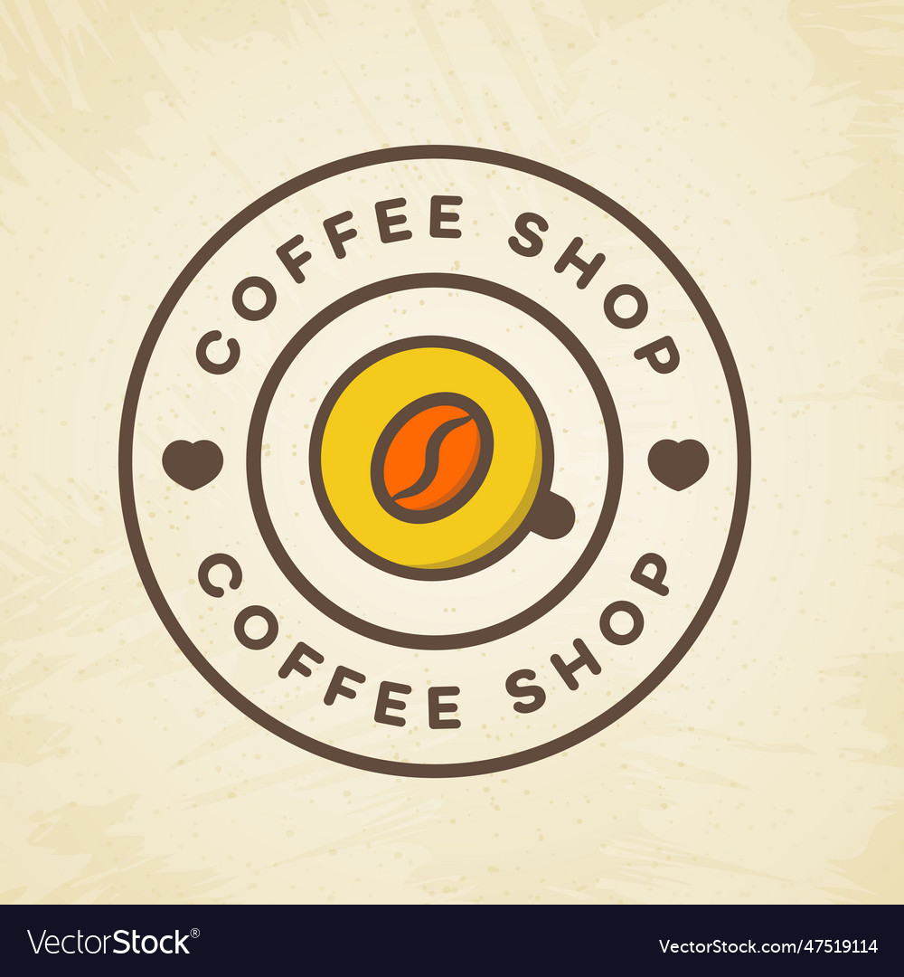 Coffee shop logo with cup of and bean color Vector Image