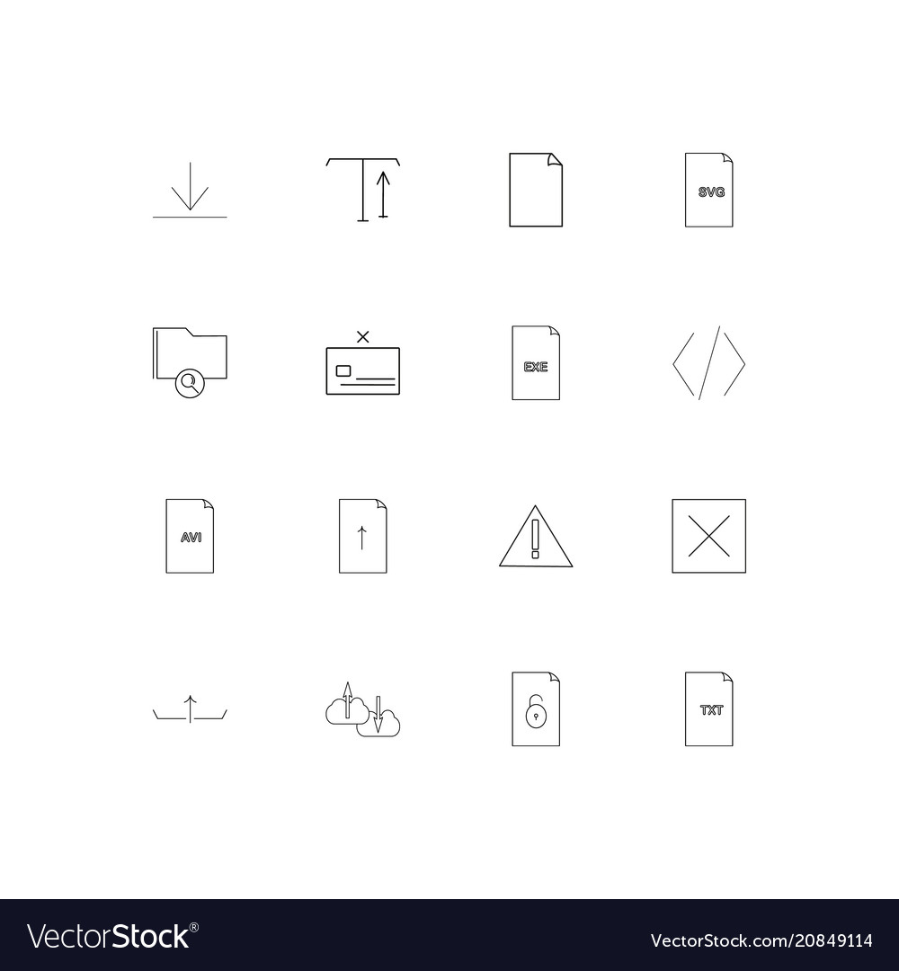 Files and folders sign linear thin icons set