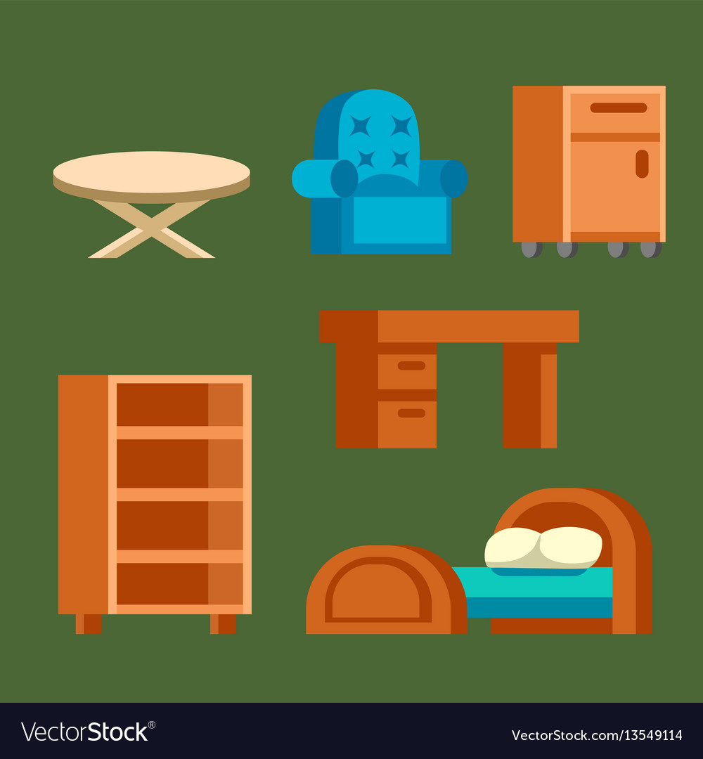 Furniture icons isolated Royalty Free Vector Image