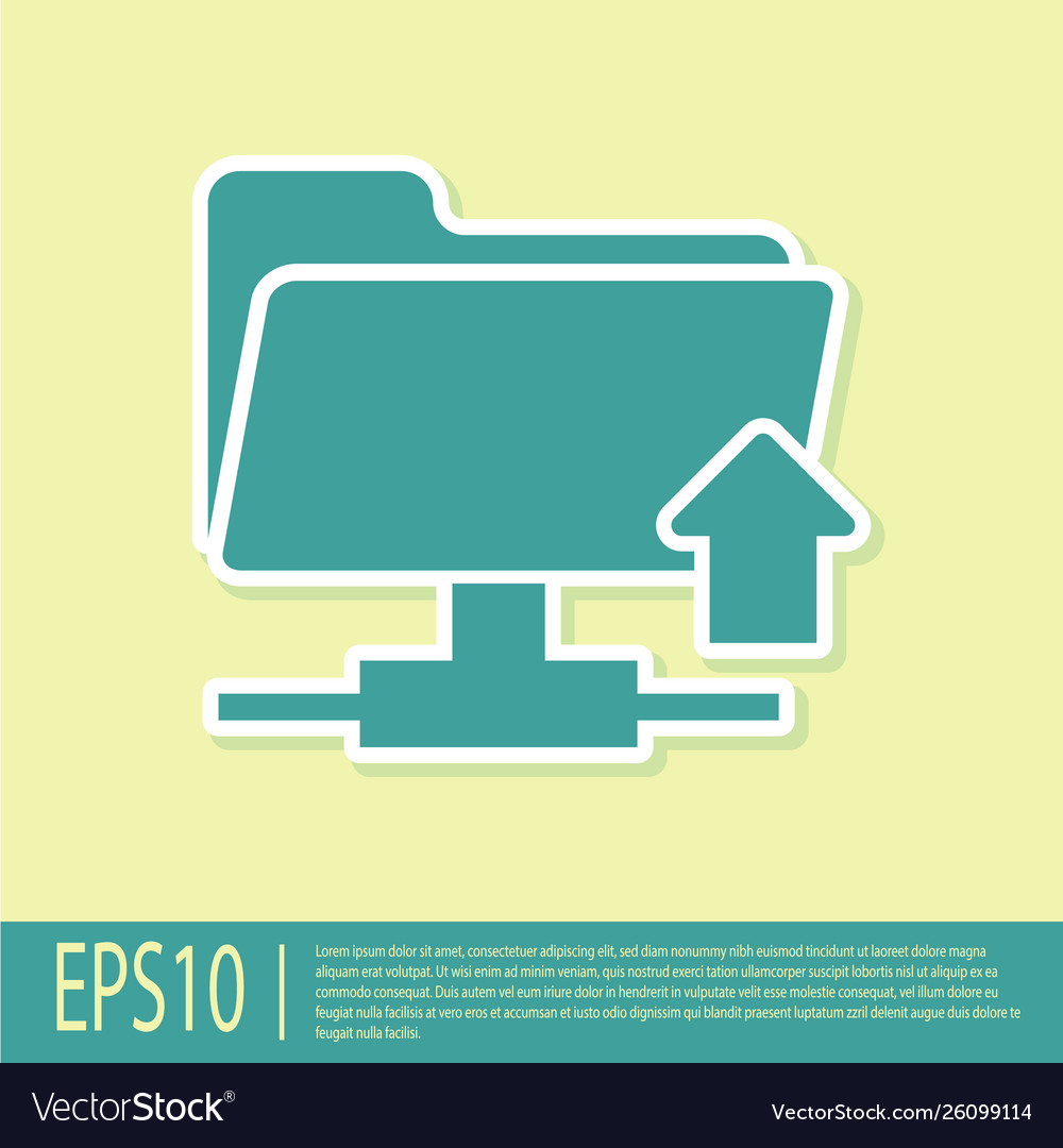Green ftp folder upload icon on yellow background