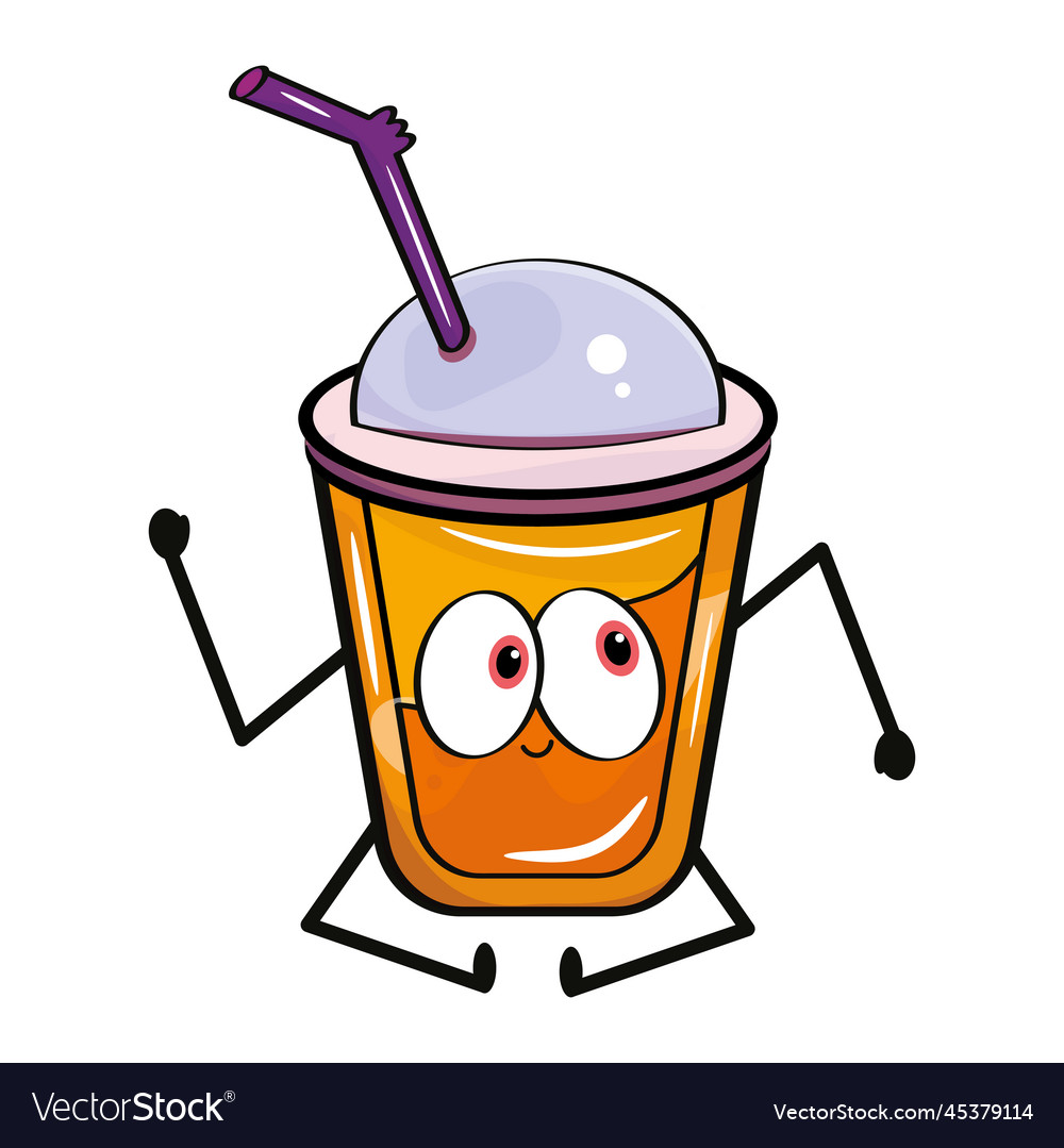 Isolated cute happy soda cartoon character Vector Image