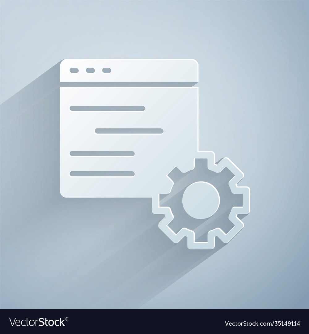 Paper cut computer api interface icon isolated vector image Paper cut computer api interface icon isolated