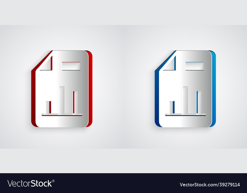 Paper cut document with graph chart icon isolated vector image Paper cut document with graph chart icon isolated