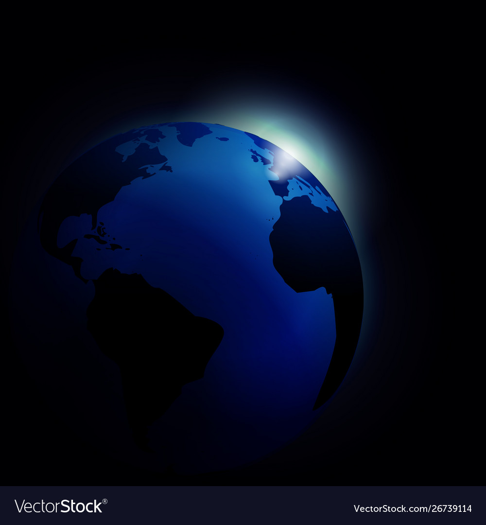 Planet earth and sunrise into space background Vector Image