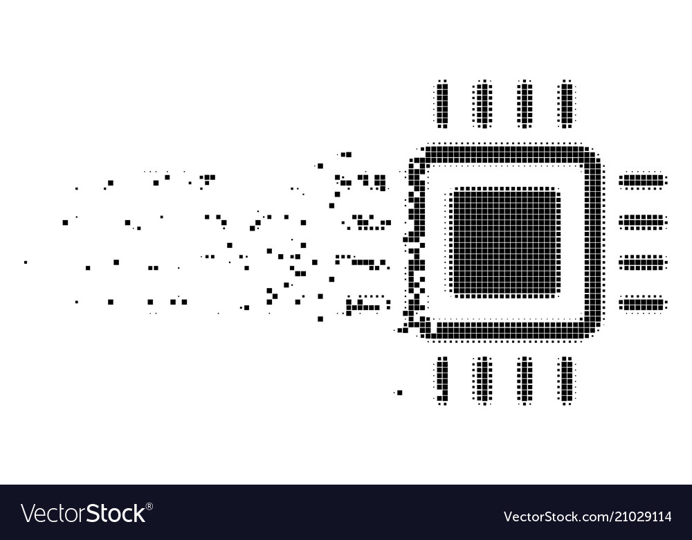 Processor decomposed pixel icon vector image Processor decomposed pixel icon