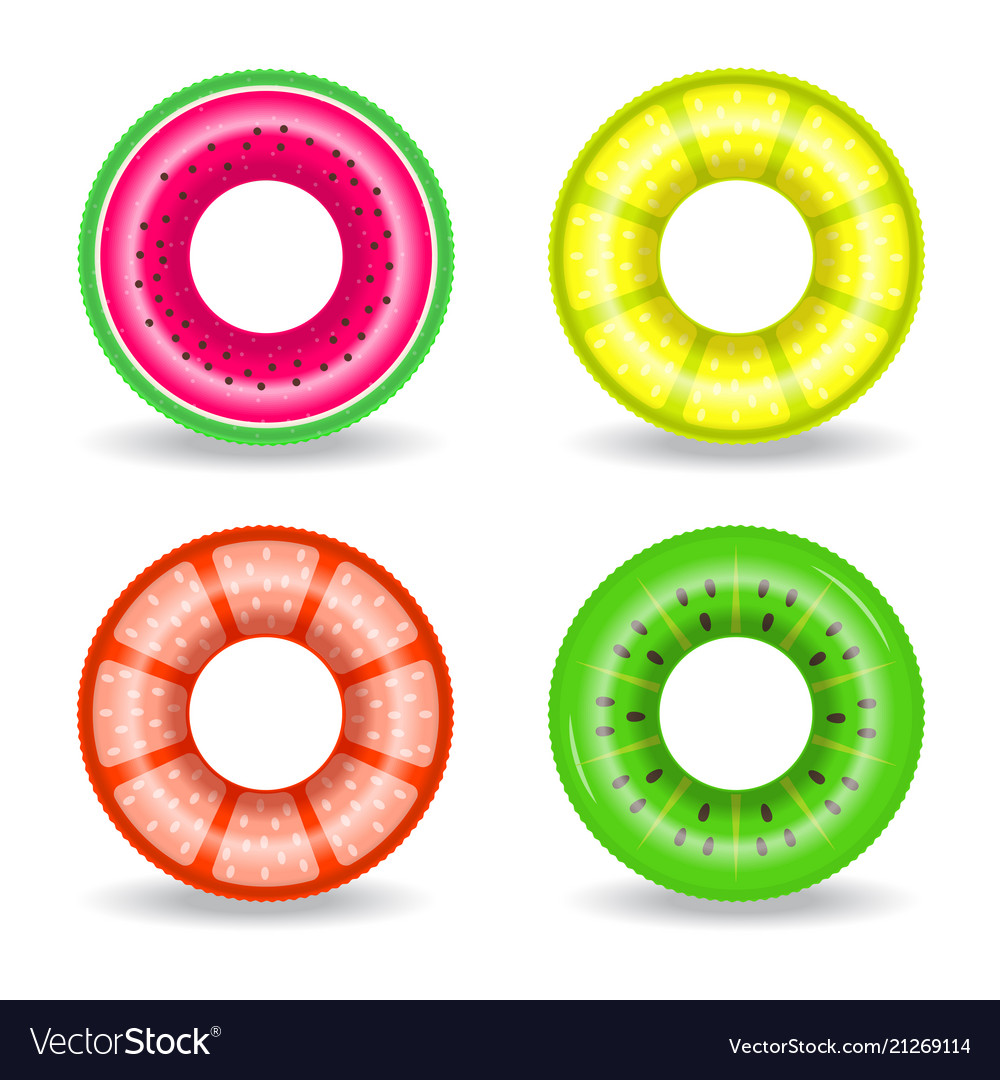 Realistic rubber swimming rings with exotic