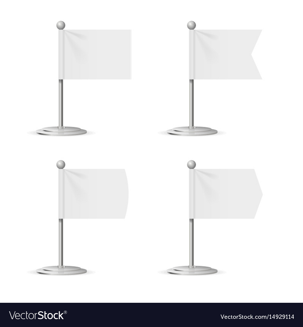 Realistic template blank white flags pocket table Vector Image