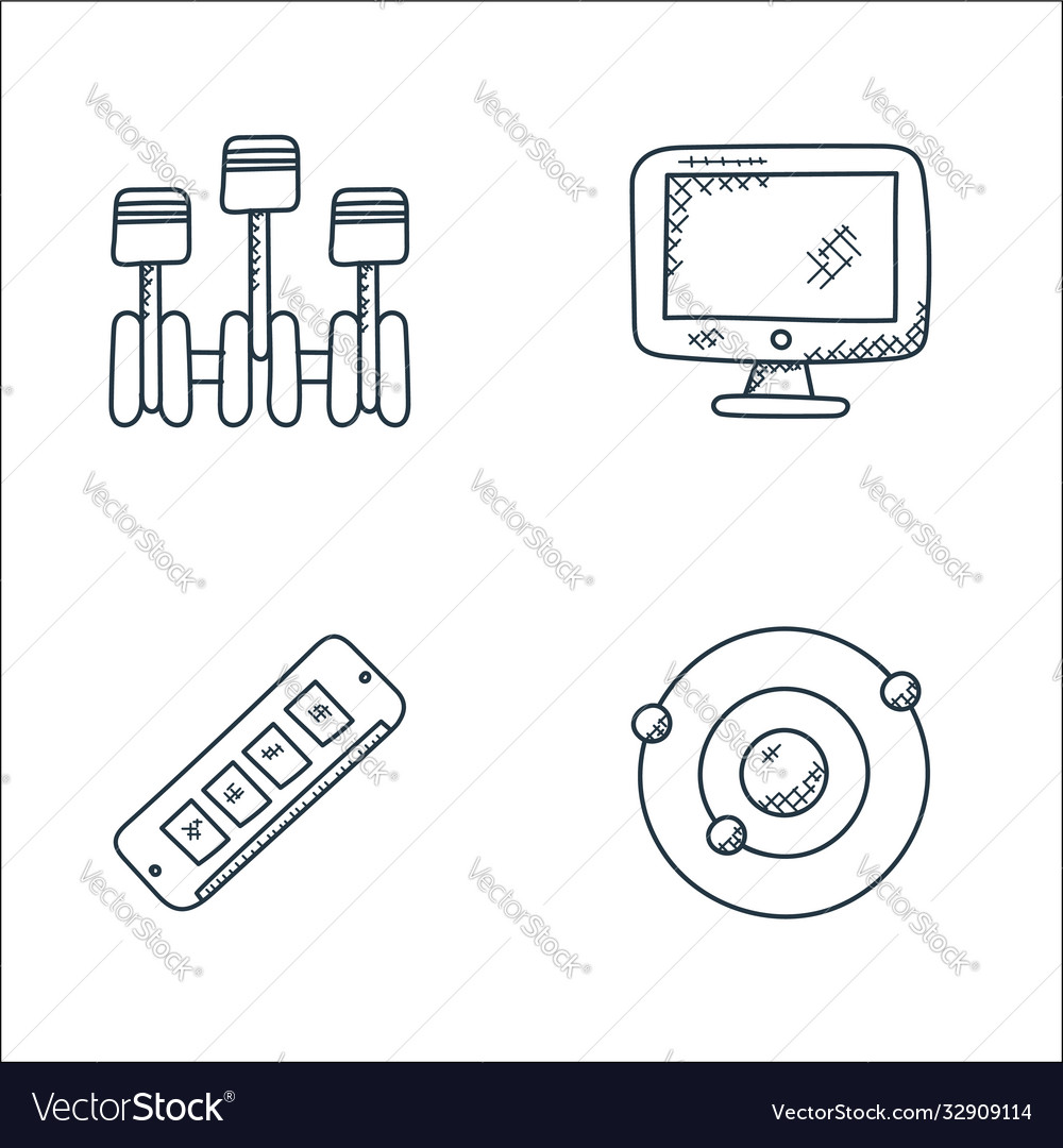 Technology line icons linear set quality vector image Technology line icons linear set quality