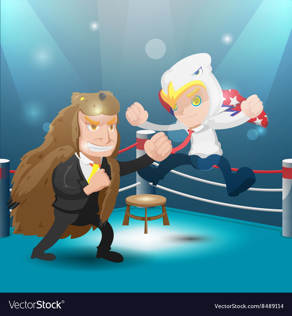 Two mascot fight boxer eagle bear text