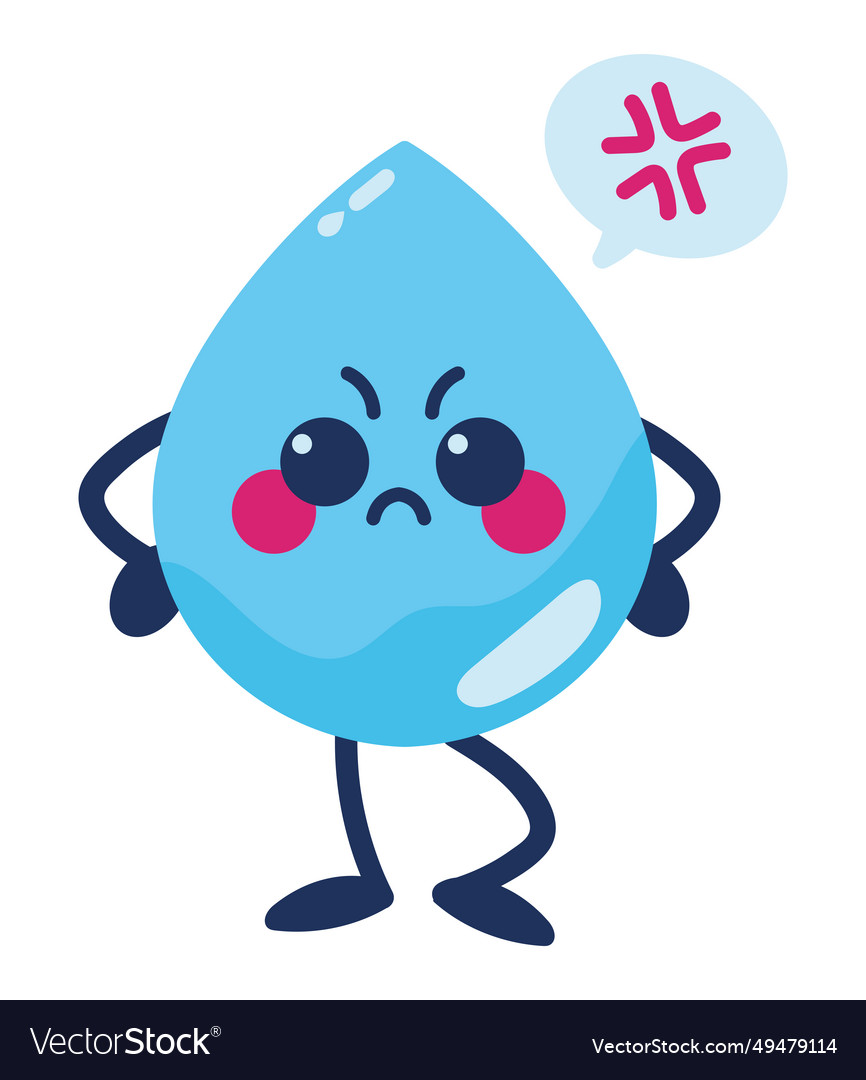 Water day drop cartoon angry Royalty Free Vector Image