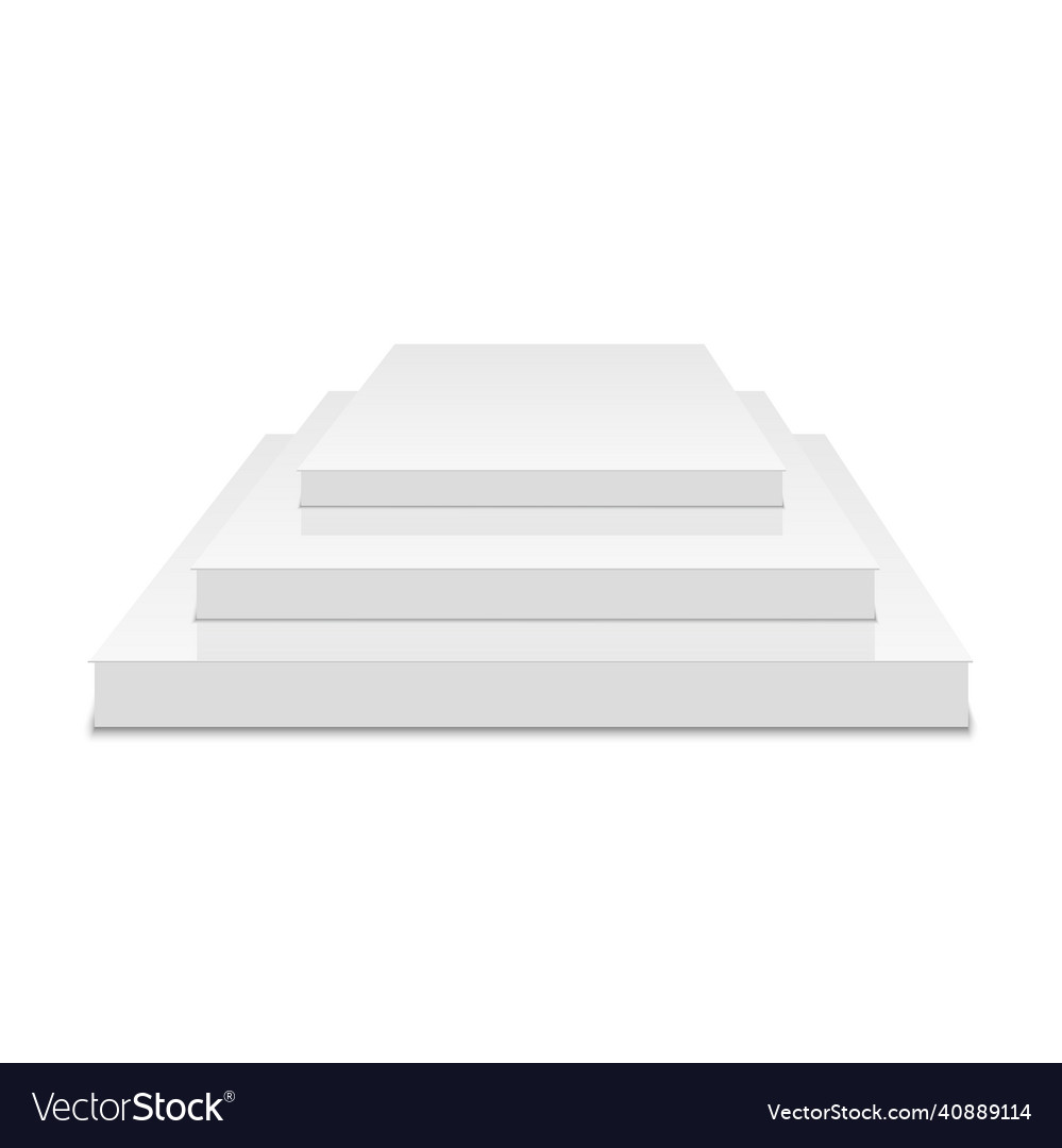 White podium square 3d empty with steps vector image White podium square 3d empty with steps