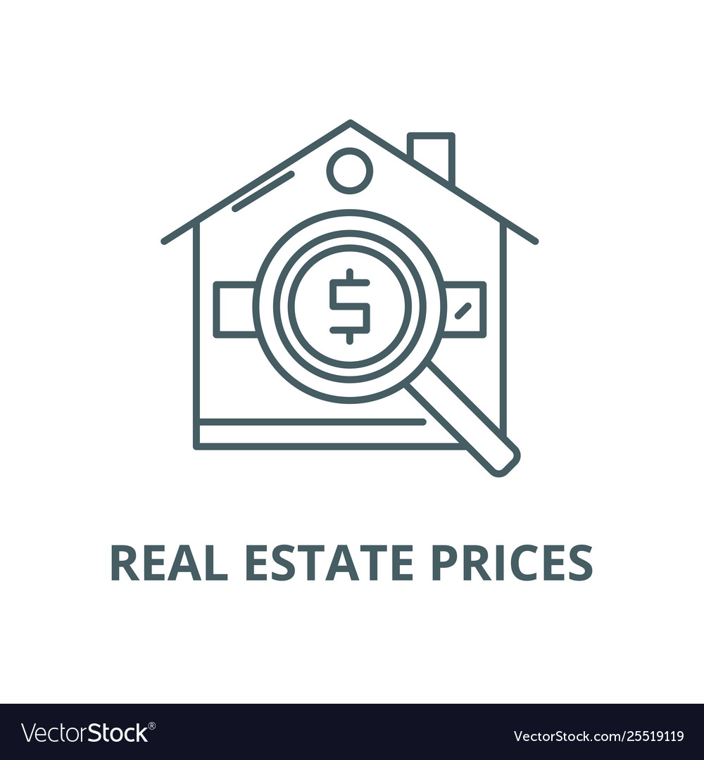 Analysis real estate prices line icon