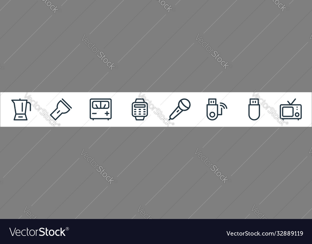 Electronics line icons linear set quality vector image Electronics line icons linear set quality