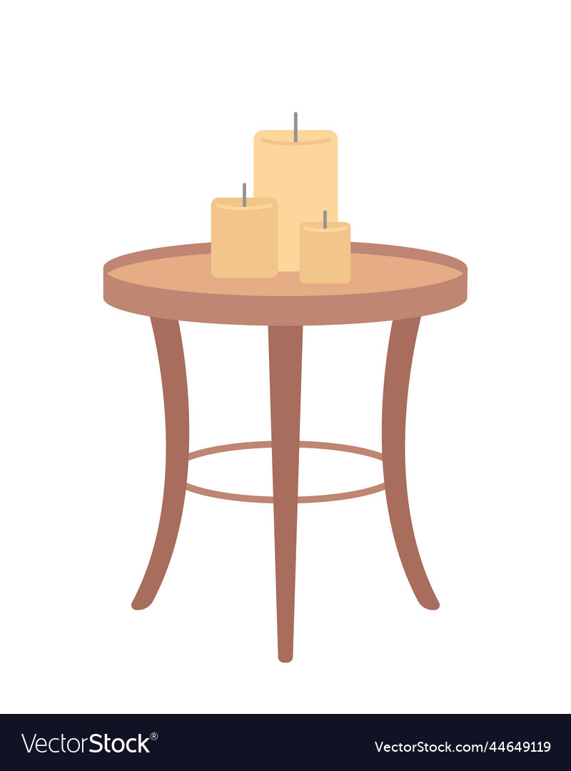 Elegant table with candles semi flat color object vector image Elegant table with candles semi flat color object