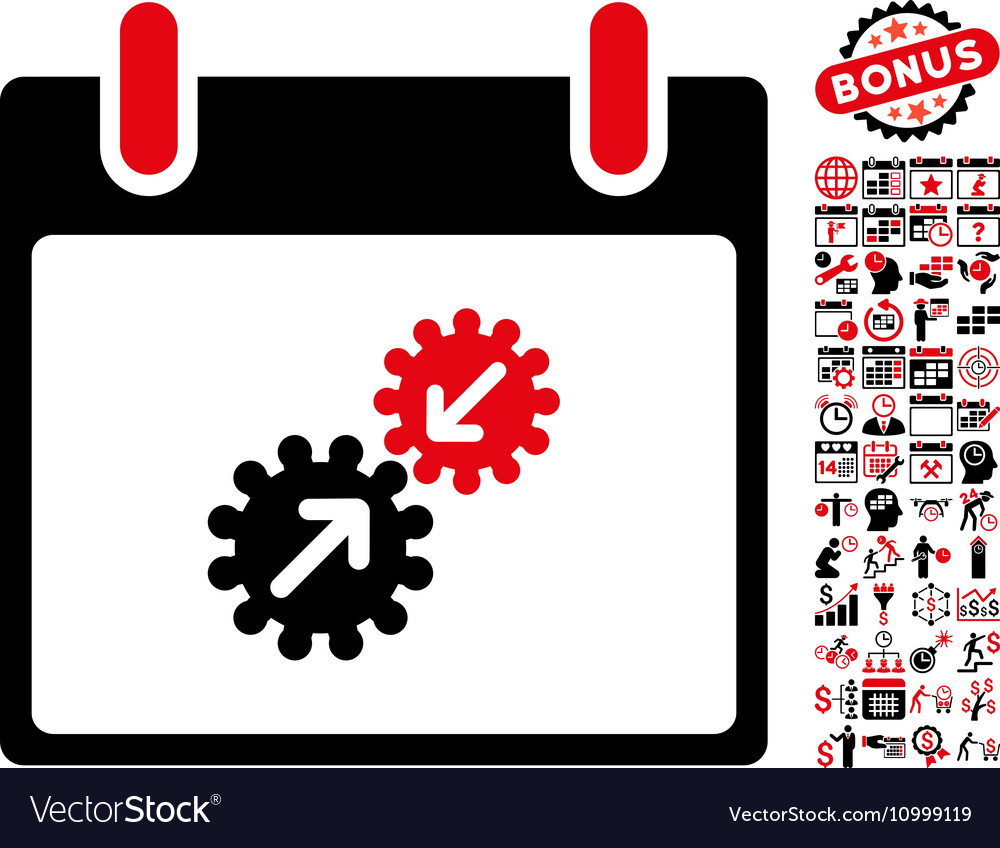 Gears integration calendar day flat icon