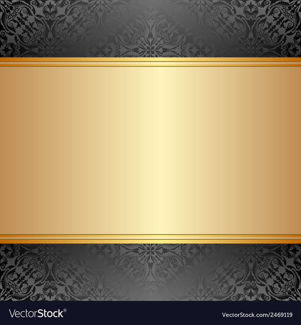 Gold and black background with ornaments Vector Image