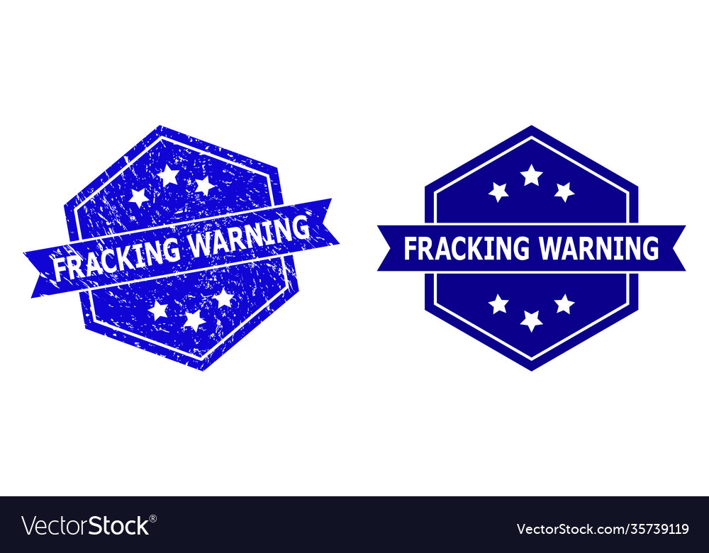 Hexagon fracking warning seal with corroded Vector Image Hexagon fracking warning seal with corroded