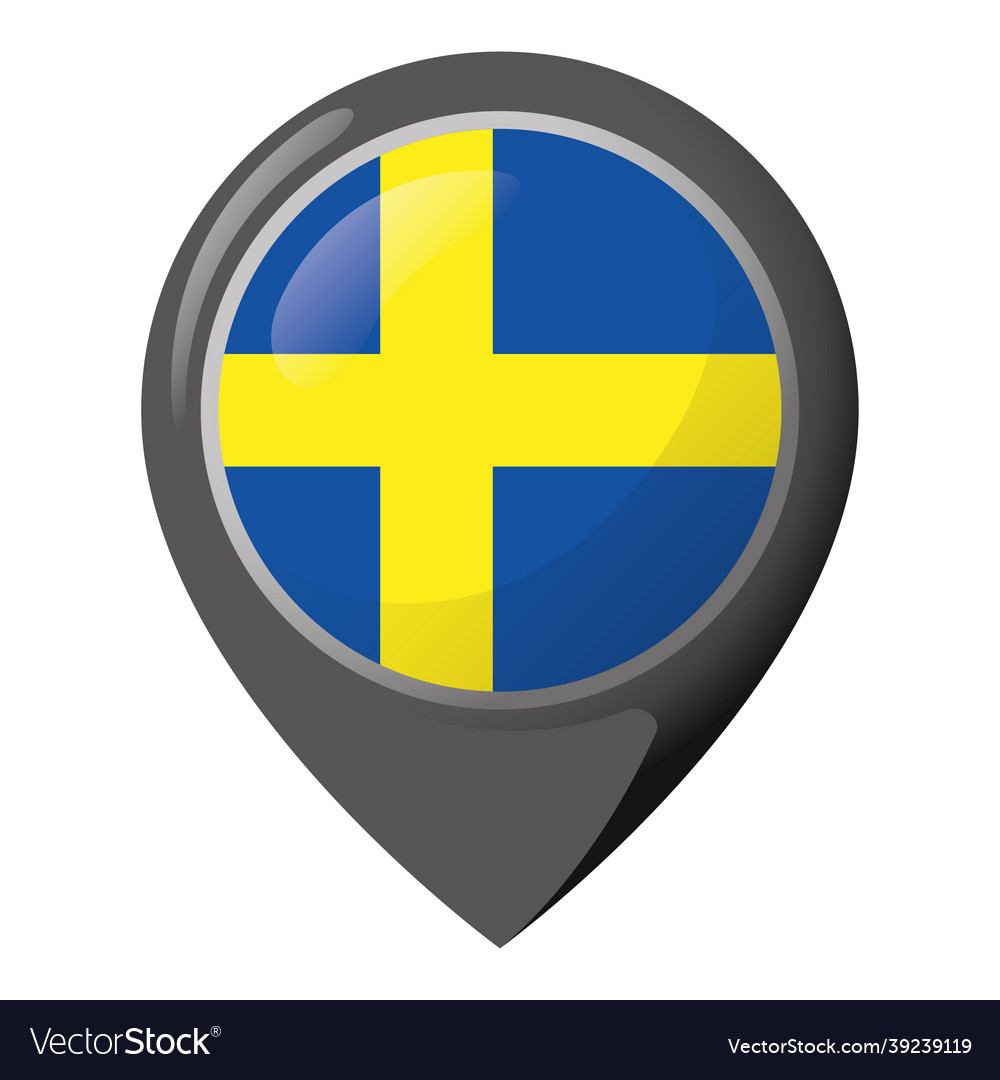 Icon location pin with the flag of sweden Vector Image