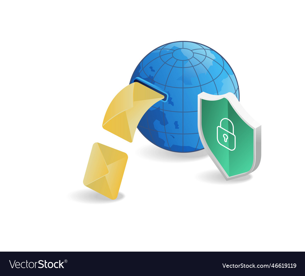 Internet security concept shield and globe vector image Internet security concept shield and globe