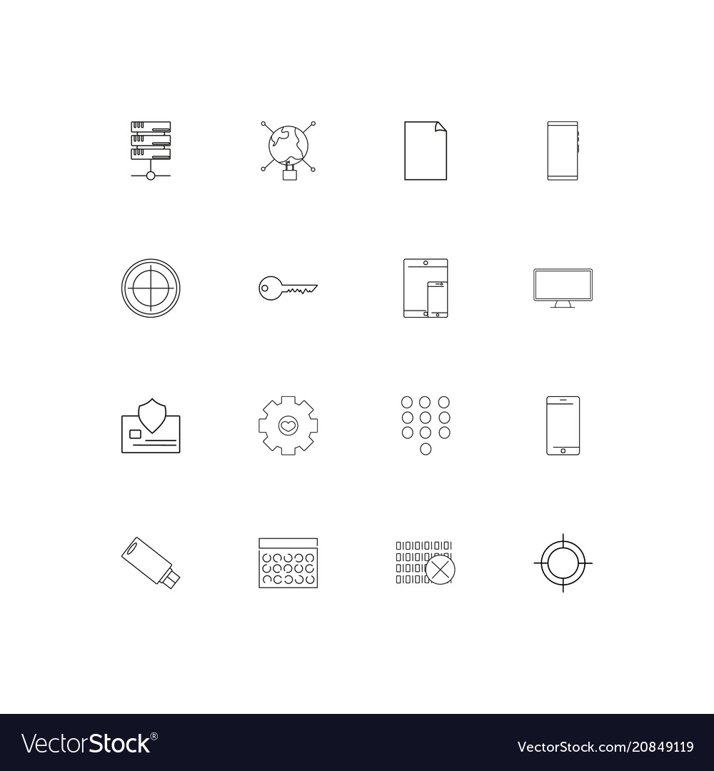 Internet technologies linear thin icons set