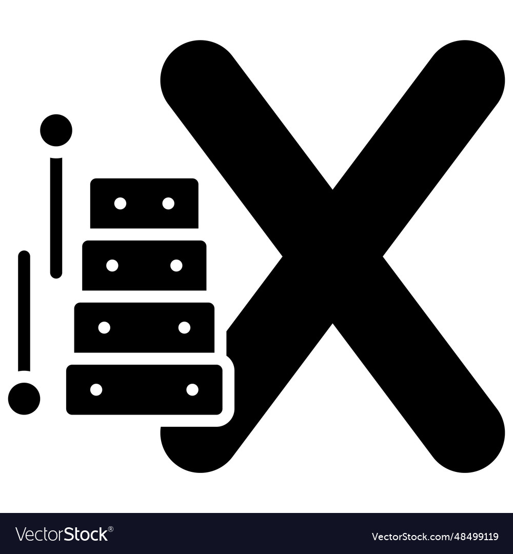 Letter x alphabet with xylophone icon