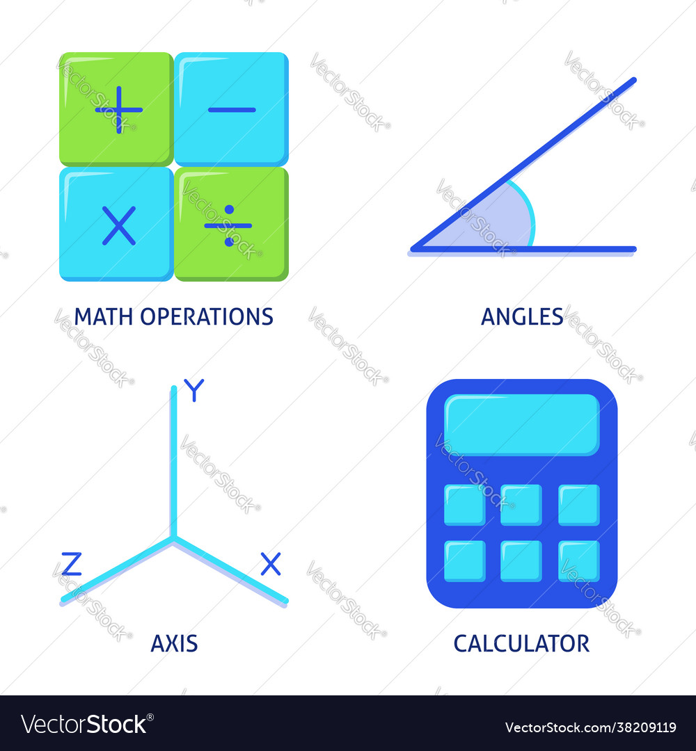 Mathematics science icons set in flat style vector image Mathematics science icons set in flat style