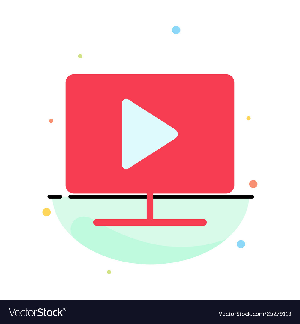 Monitor computer video play abstract flat color