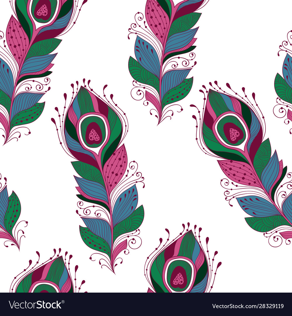 Seamless pattern with feathers