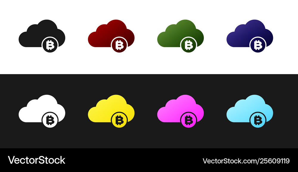 Set cryptocurrency cloud mining icon isolated Vector Image