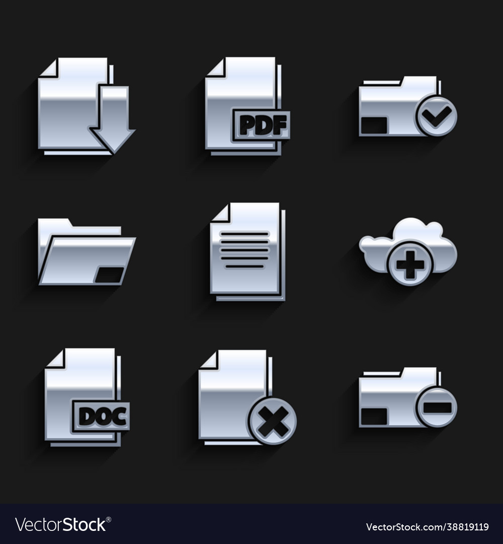 Set document delete file folder vector image Set document delete file folder