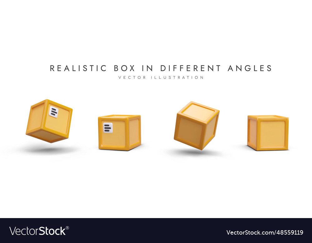 Set of realistic boxes in different positions Vector Image Set of realistic boxes in different positions
