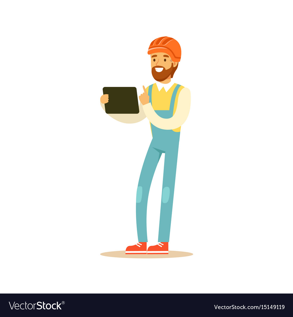 Smiling Engineer with Tablet