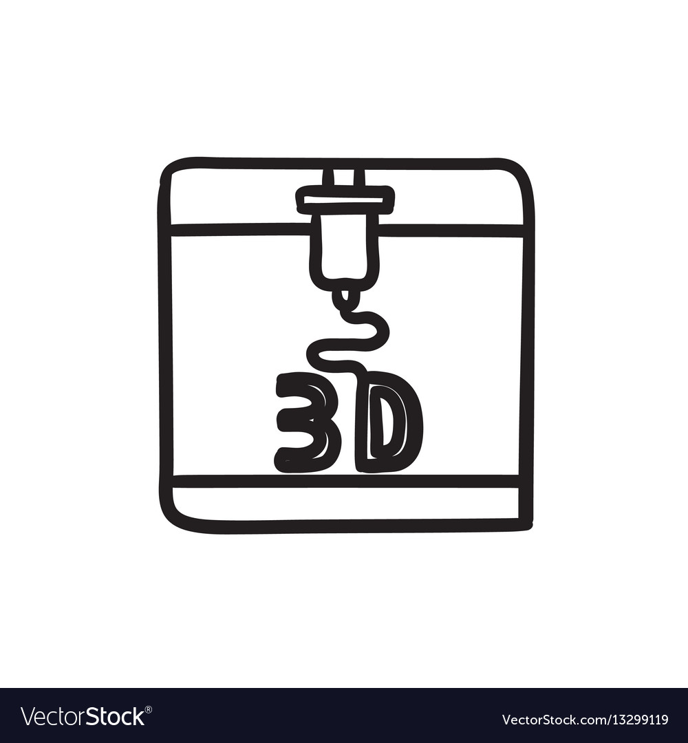 Tree d printing sketch icon