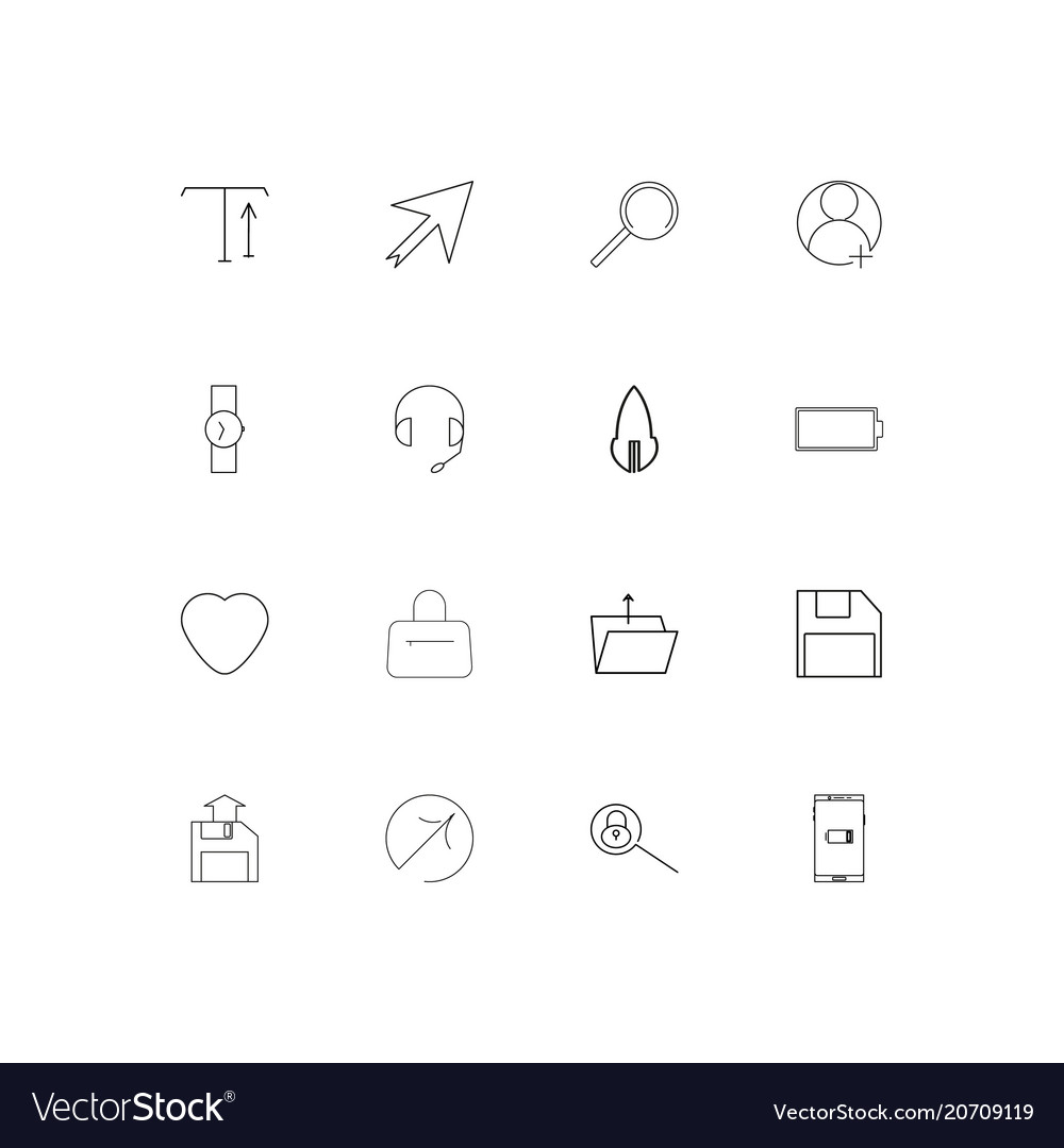 User interface simple linear icons set outlined