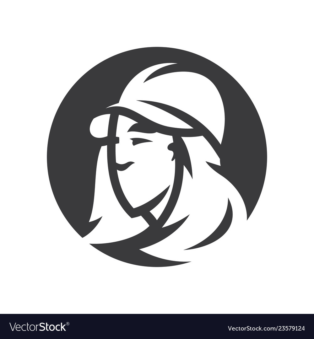 Blonde woman in a cap simple silhouette Royalty Free Vector