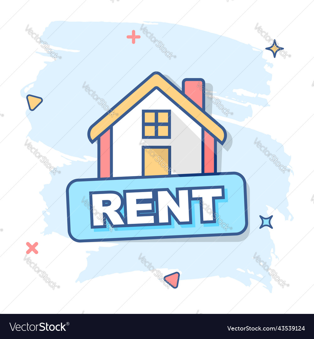 Cartoon rent house icon in comic style home