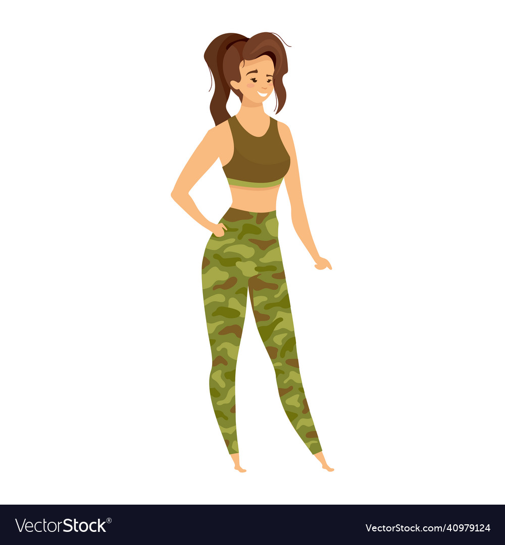 Expeditioner flat color female tourist in olive