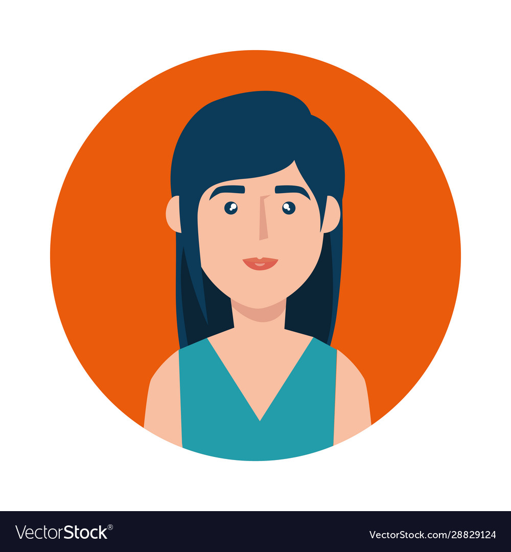 Face young woman in frame circular avatar Vector Image